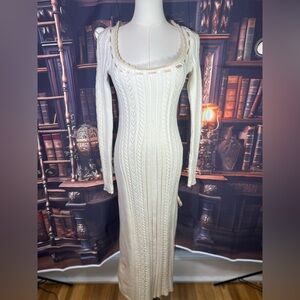 Free‎ People Cream Long Sleeve Knit Dress